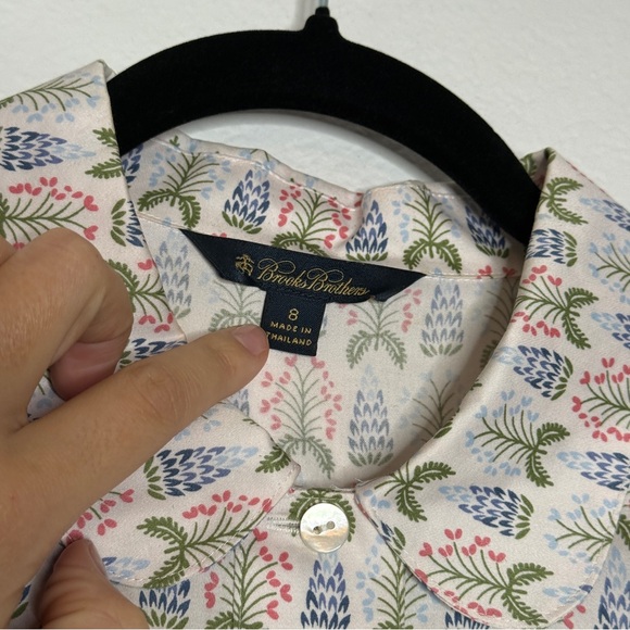 Brooks Brothers Multicolor Botanical Cotton Fit And Flare Midi Dress Size 8 - Picture 8 of 9